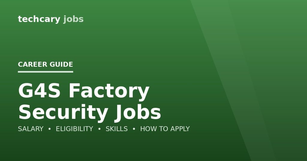 G4S Factory Security Jobs in India 2026