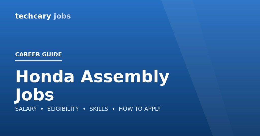 Honda Assembly Jobs in India 2026