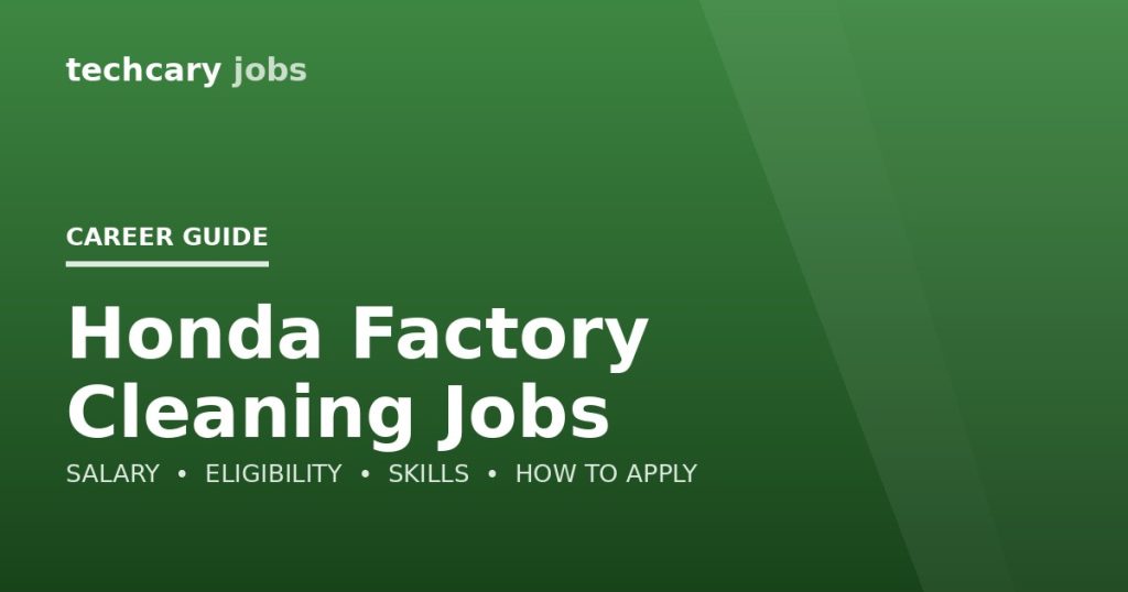 Honda Factory Cleaning Jobs in India 2026