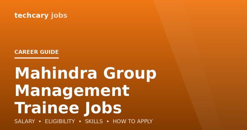 Mahindra Group Management Trainee Jobs in India 2026