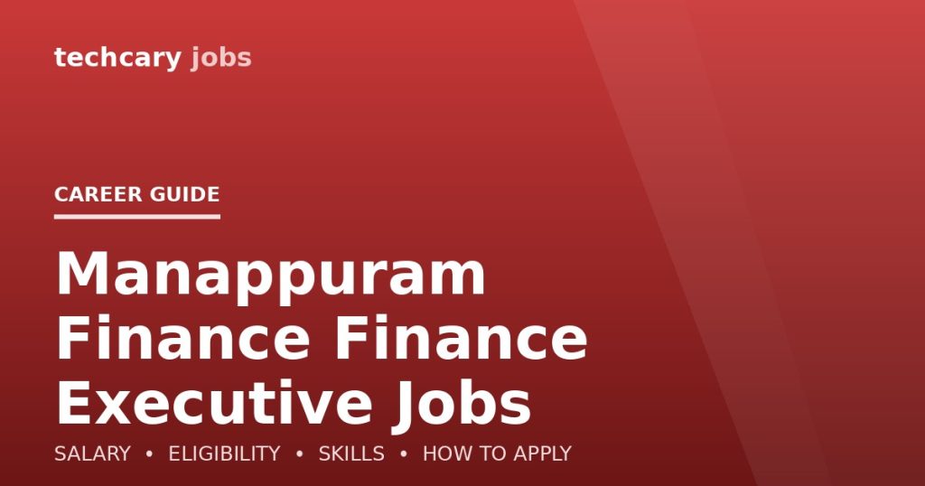 Manappuram Finance Finance Executive Jobs in India 2026