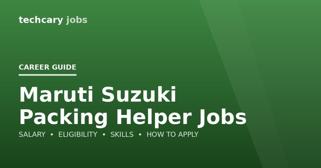 Maruti Suzuki Packing Helper Jobs in India 2026