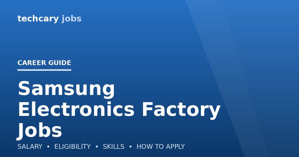 Samsung Electronics Factory Jobs in India 2026 Samsung Electronics Factory Jobs in India 2026
